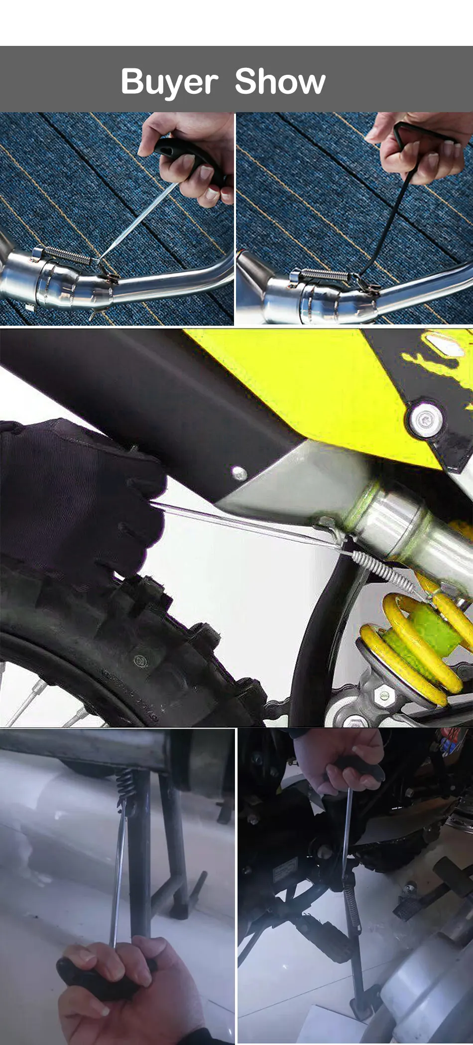 Herramienta extractora de muelles para escape de moto