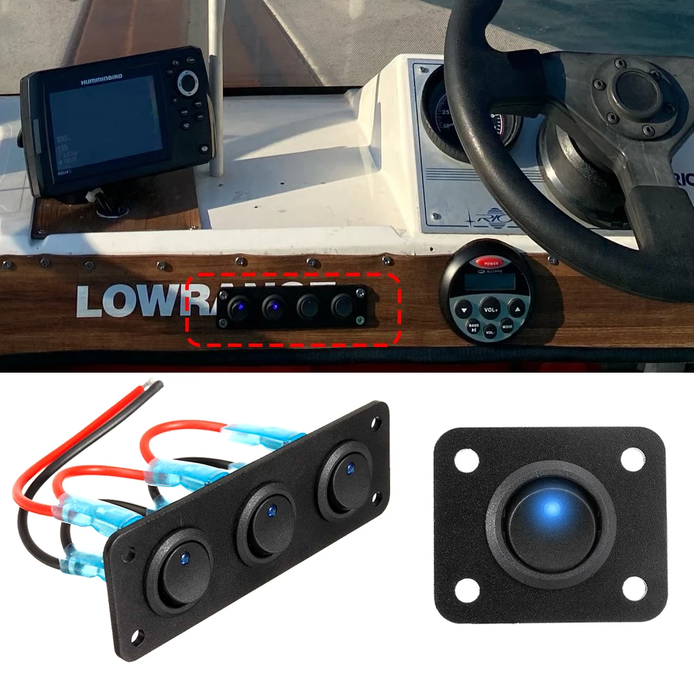 Panel de interruptores basculantes universal 12 V con USB y LED azul - imagen 4