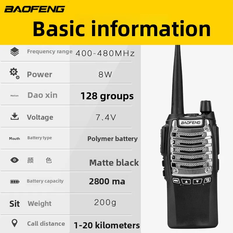 Baofeng UV-8D walkie talkie 8W doble banda alta potencia para coche - imagen 3
