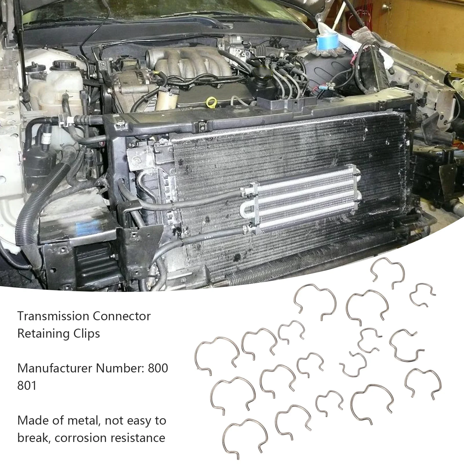 18 Uds 800 801 Clips de conector rápido resistentes 3 tamaños diferentes 3/8 pulgadas 1/2 pulgadas 5/8 pulgadas Clip de retención de línea de enfriador de transmisión para coche - imagen 2