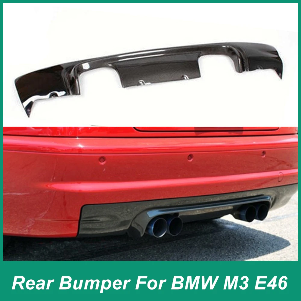 Para BMW M3 E46 Difusor de parachoques trasero Iip Chin Splitter Spoiler Kit de carrocería de fibra de carbono de alta calidad 1999-2006 Negro decorativo trasero