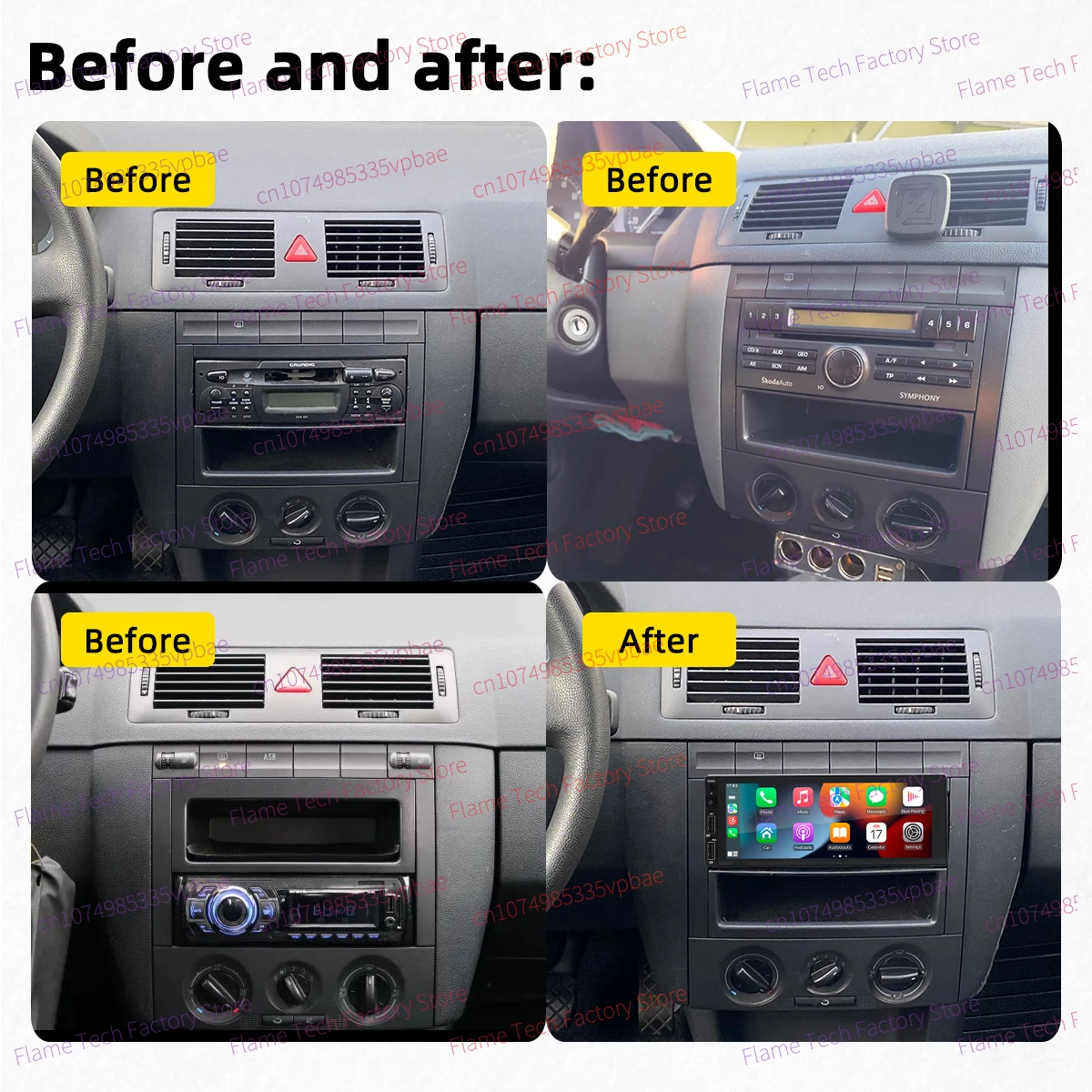 Radio Android 1 DIN con CarPlay para Skoda Fabia I 2000-2007 - imagen 2