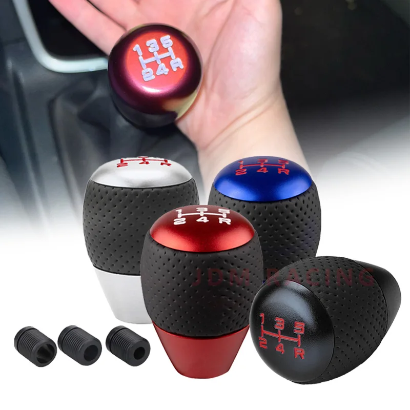 Universal Racing Perilla de Cambios de Aluminio Cuero – 5 velocidades