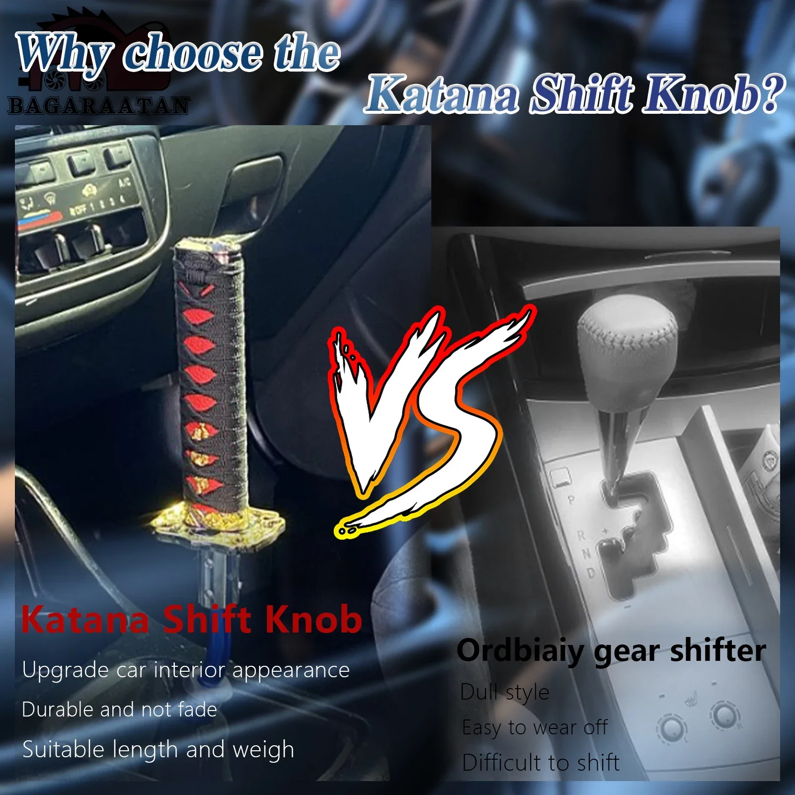 Pomo de cambio automático estilo katana Samurai Sword con botón - imagen 3