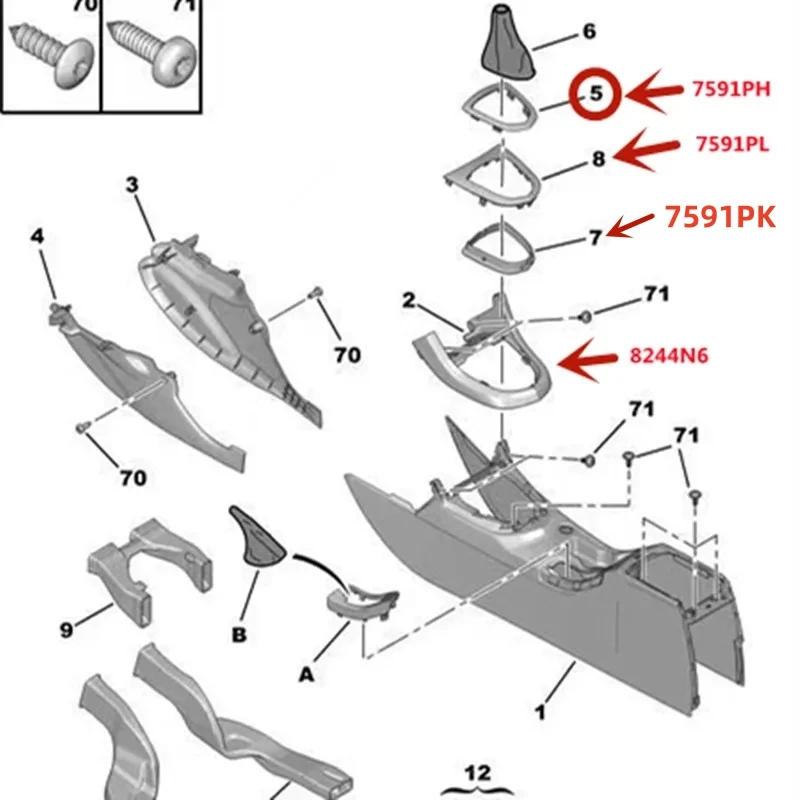 7591PK adecuado para Peugeot 408 RCZ panel de cambios marco decorativo T73 marco del panel de cambios cubierta decorativa 8244N6 7591PH 7591PL - imagen 5