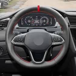 Embellecedor volante de cuero para VW Golf 8 GTI R negro