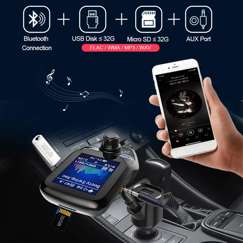 Audio Bluetooth para coche con pantalla color y carga rápida - imagen 3