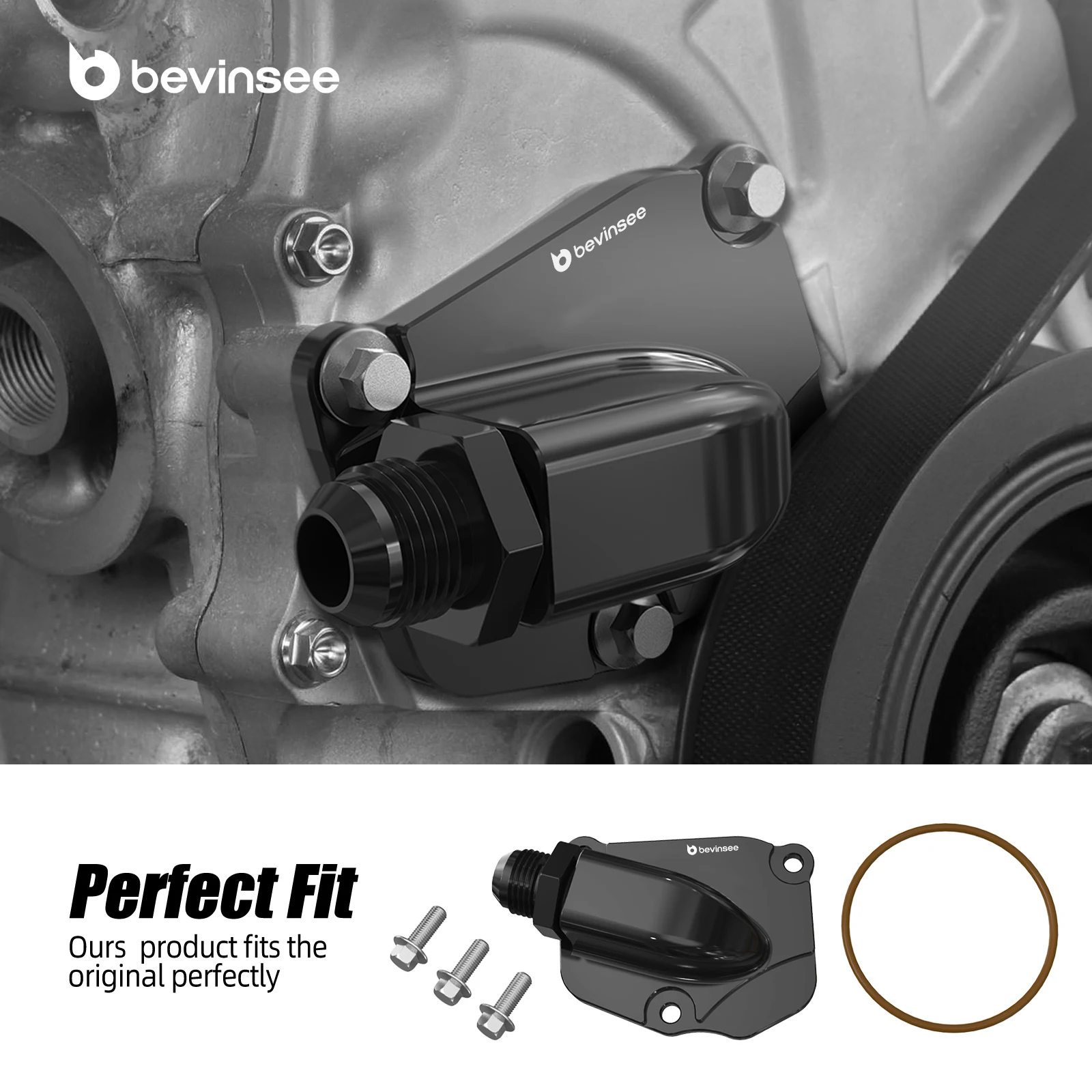 BEVINSEE para K20 K24 cubierta del tensor de cadena de distribución con conector AN10 ORB Turbo drenaje de aceite para Honda serie K - imagen 5