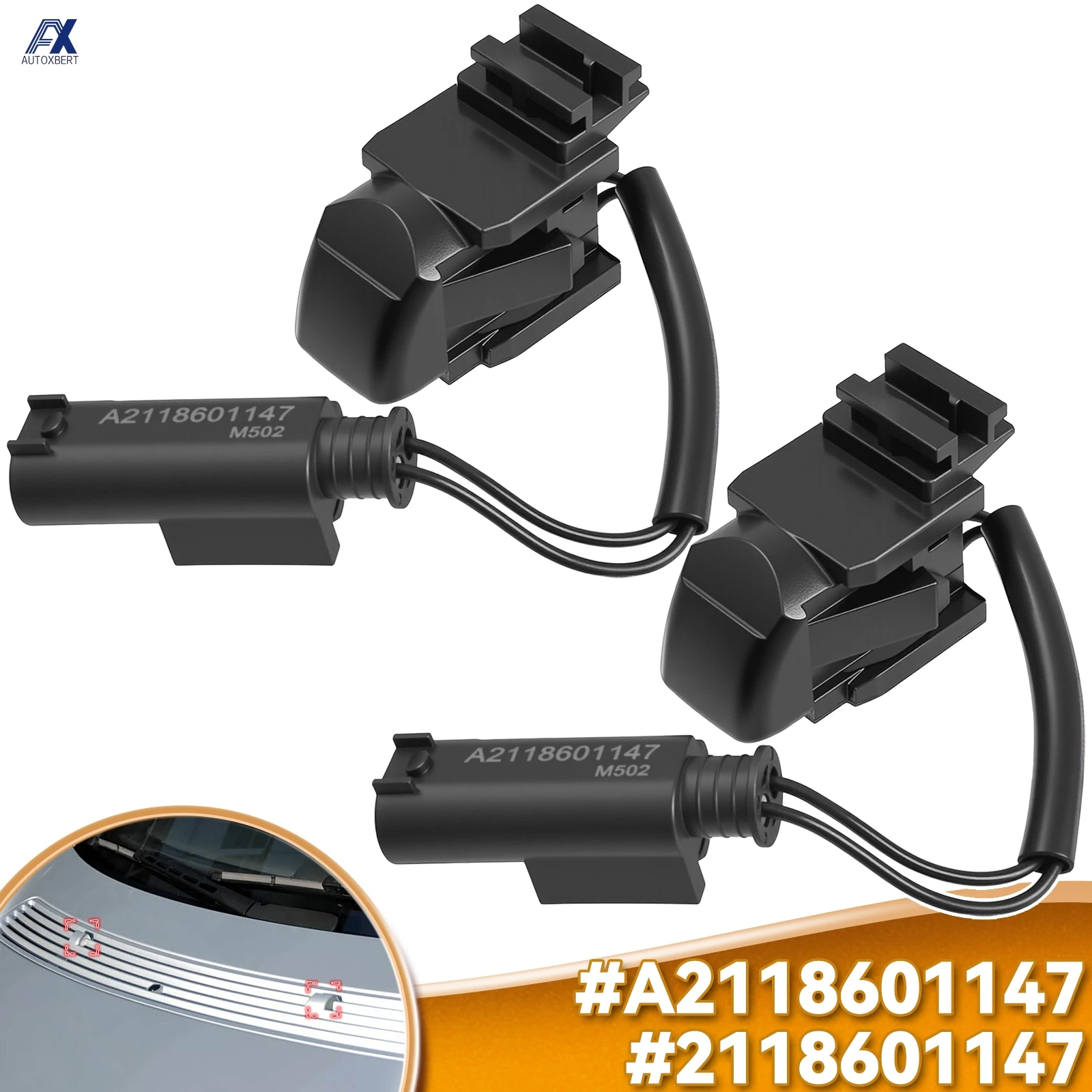 Boquilla lavaparabrinos A2118601147 – Mercedes-Benz C E CLK CLS W203 W211 - imagen 2