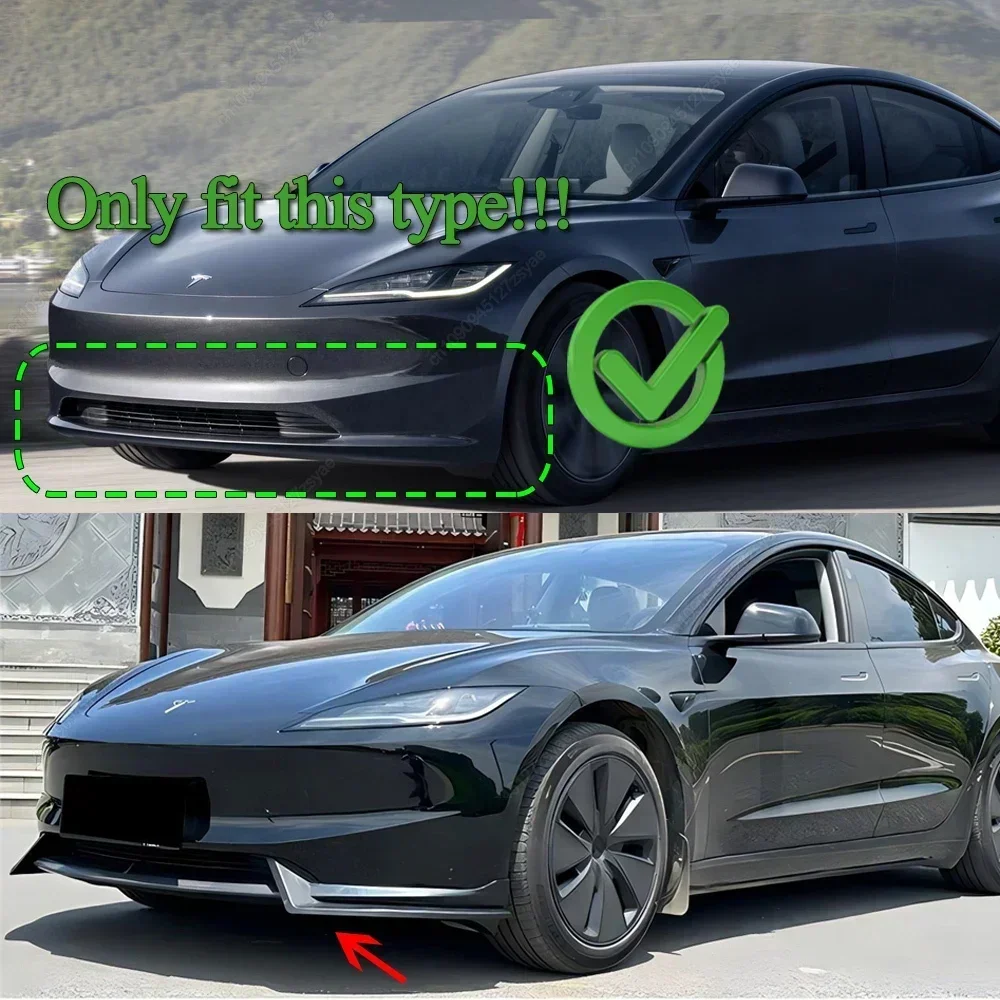 Difusor divisor de alerón de barbilla para parachoques delantero de coche, para Tesla Model 3 Highland 2024, Kit de carrocería con apariencia de carbono/negro brillante, sintonización - imagen 2
