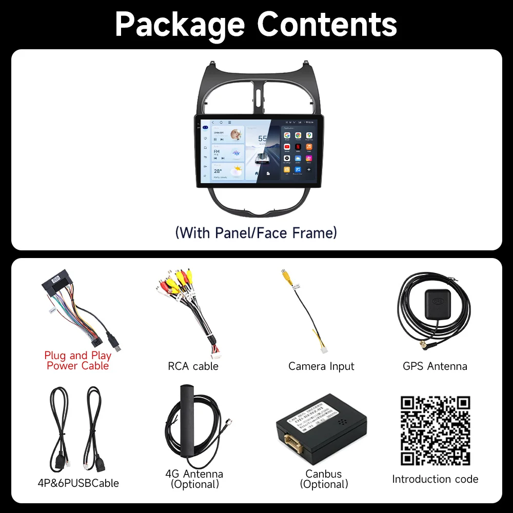 Reproductor de Radio de coche Android 7870 para Peugeot 206 206CC 206SW 2000 -2008 estéreo para coche Audio Multimedia inalámbrico Carplay unidad central de 9 pulgadas - imagen 5