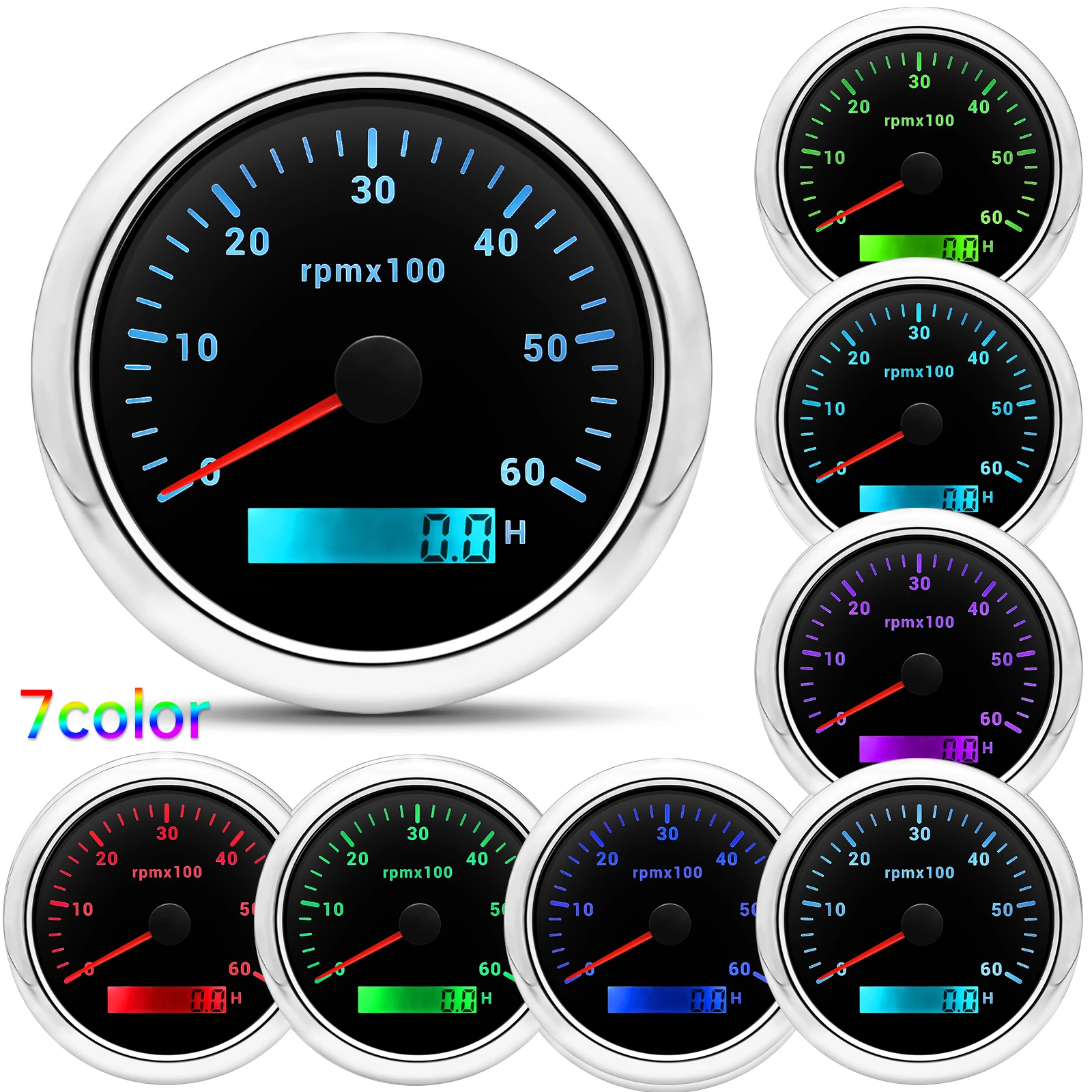 Tacómetro digital para motor diésel 12/24 V, 85 mm, 6000 rpm - imagen 3