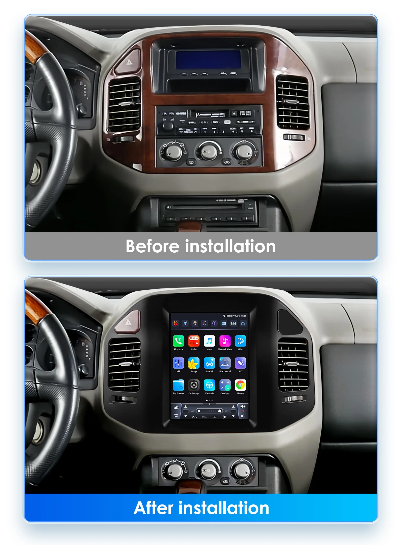 Conexiones traseras y accesorios del reproductor multimedia 2 DIN
