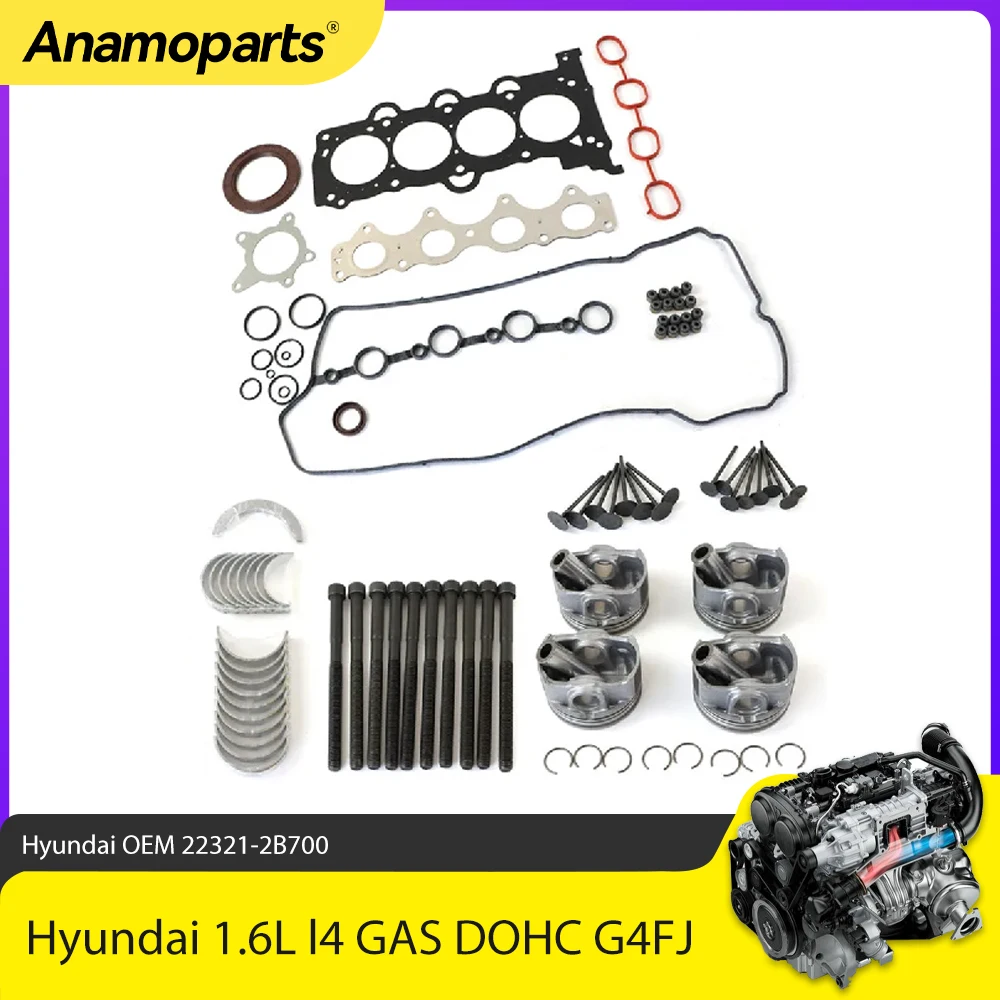 Kit pistones y anillos G4FJ Hyundai Veloster Tucson 1.6L