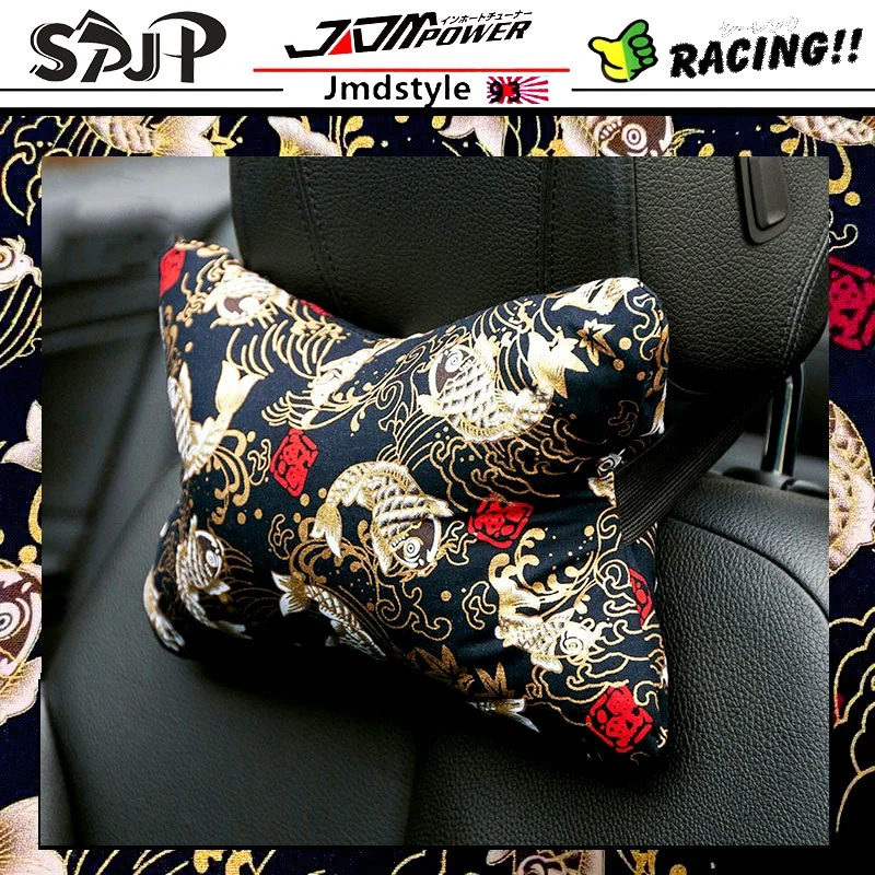 Almohada cervical universal para coche JDM con diseño ukiyo-e