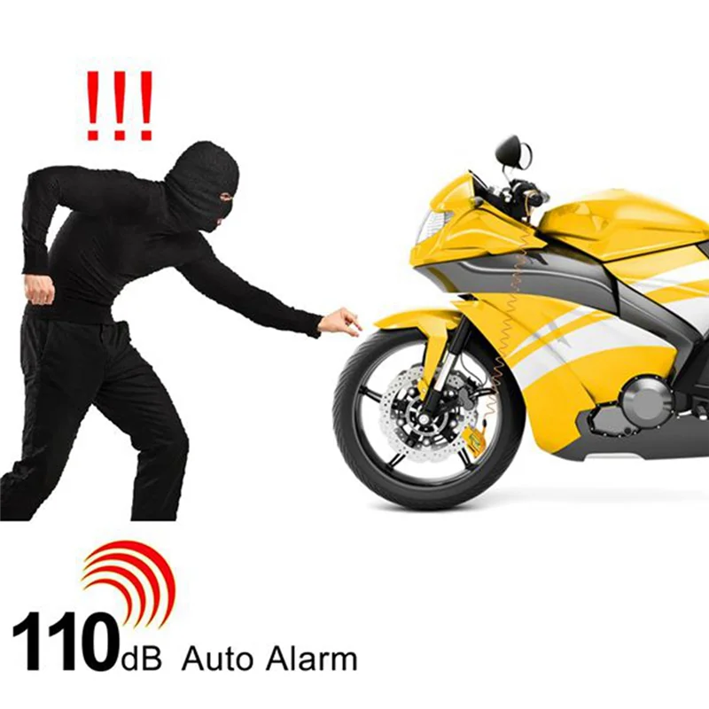 Cerradura de freno de disco de AEF3-Motocicleta, cerradura de seguridad para motocicleta, Scooter, sonido de alarma impermeable con piezas de Cable de recordatorio - imagen 4