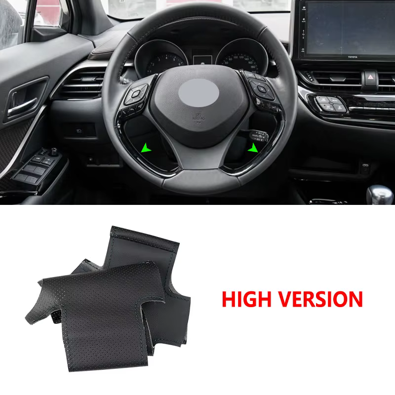 Funda de volante de cuero perforado negro para Toyota C-HR 2016-2019 - imagen 2