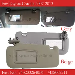 Parasol gris y Beige con espejo de tocador, accesorios de coche para Toyota Corolla 2007-2013 7432002711, 7432002640B1