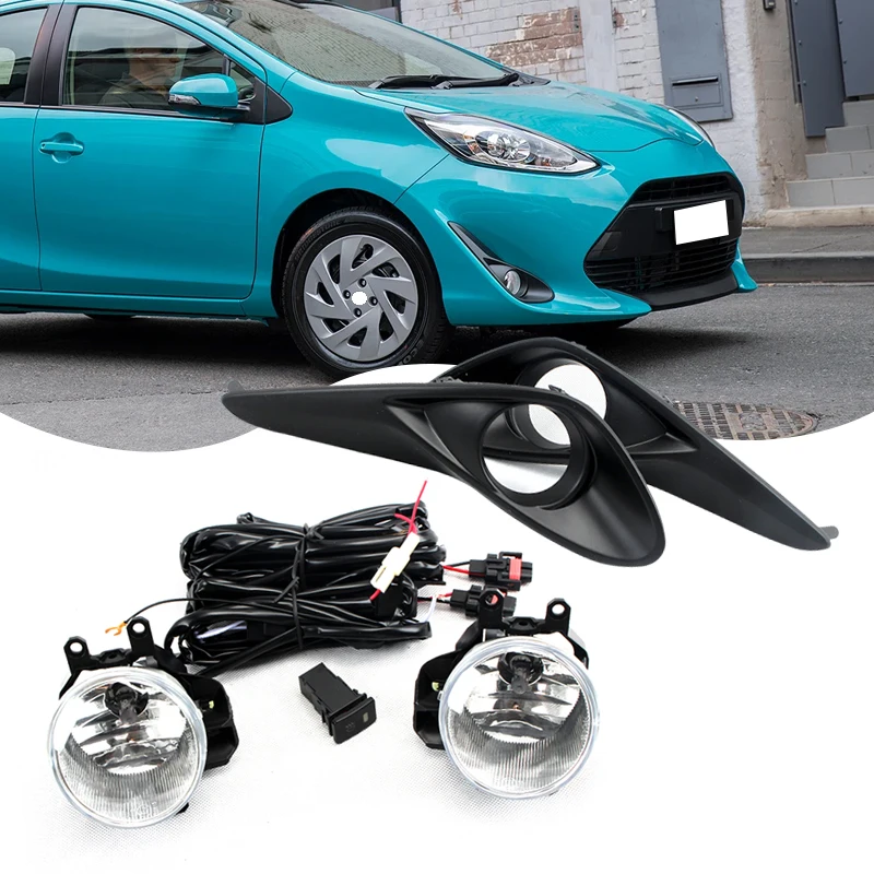 Para Toyota Prius C Aqua 2018 2019 2020 luz antiniebla halógena para coche luz de parachoques delantero marco de lámpara antiniebla accesorios de pantalla de lámpara de conducción