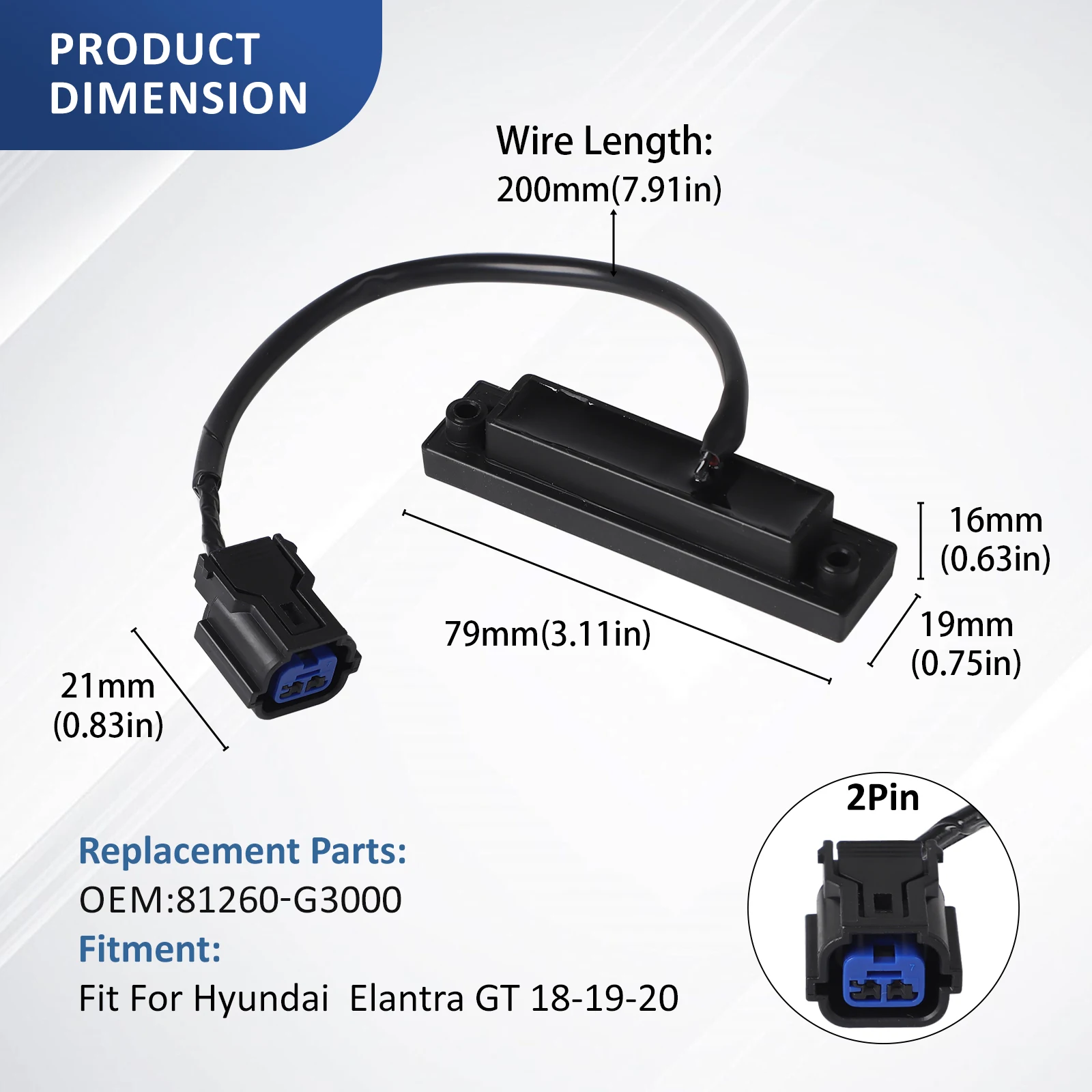 Botón liberación maletero 81260G3000 Hyundai Elantra GT i30 2018-2020 - imagen 2