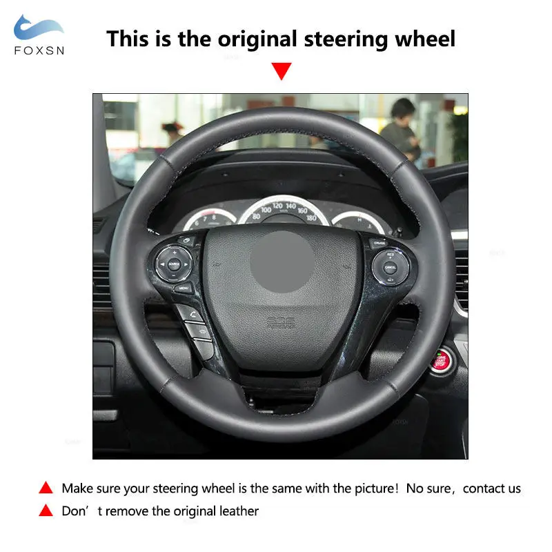 Trenzas en el volante para Honda Accord 9th 2013 - 2017 Crosstour 2013 2014 2015 cubierta de cuero perforado para volante de coche - imagen 5