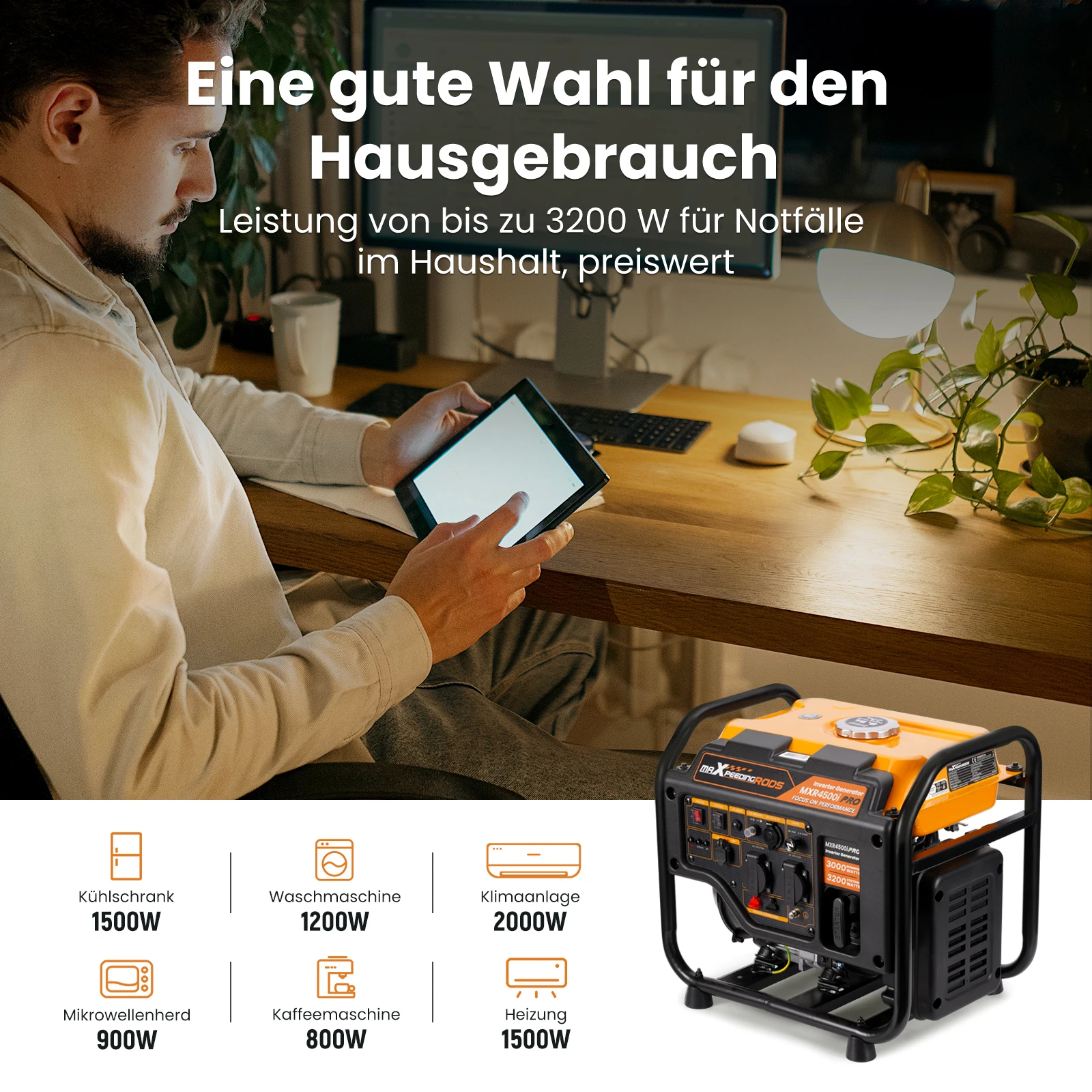 Generador inverter portátil 3,2 kW 230V gasoline – RV y garaje - imagen 3