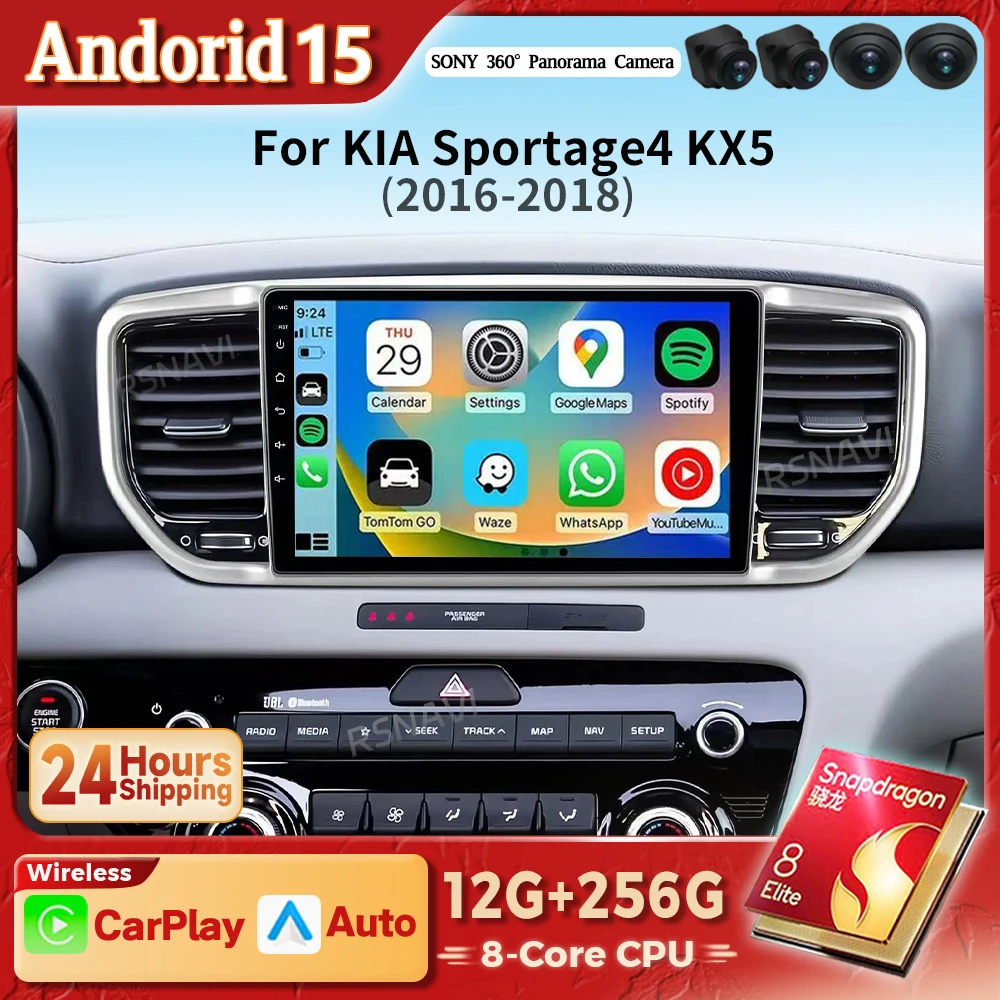 Radio Android 15 2K con CarPlay para Kia Sportage QL 2018-2022