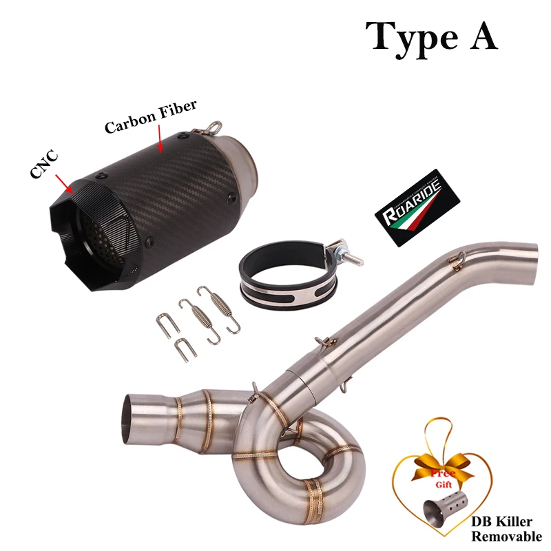 Slip On para Kawasaki ZX-10R ZX10R 2009 - 2020 Escape de motocicleta tubo de enlace medio silenciador fibra de carbono DB Killer - imagen 4