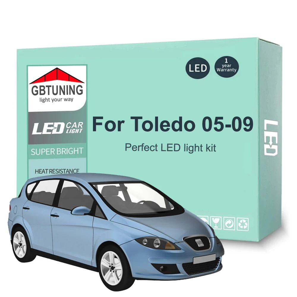 Kit de bombillas LED para Interior de coche, lámpara Canbus de cúpula para matrícula, 12 piezas, para Seat Toledo III MK3 5P 5P2 2005-2009