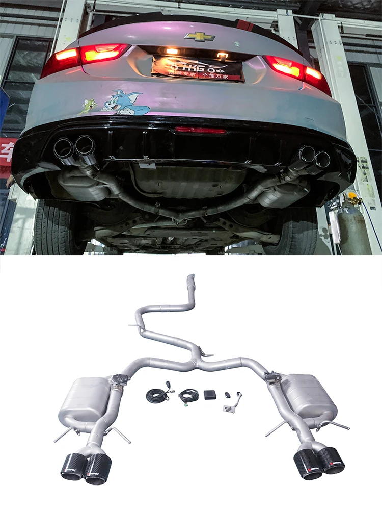 Sistema de escape cat-back con silenciador y válvula electrónica