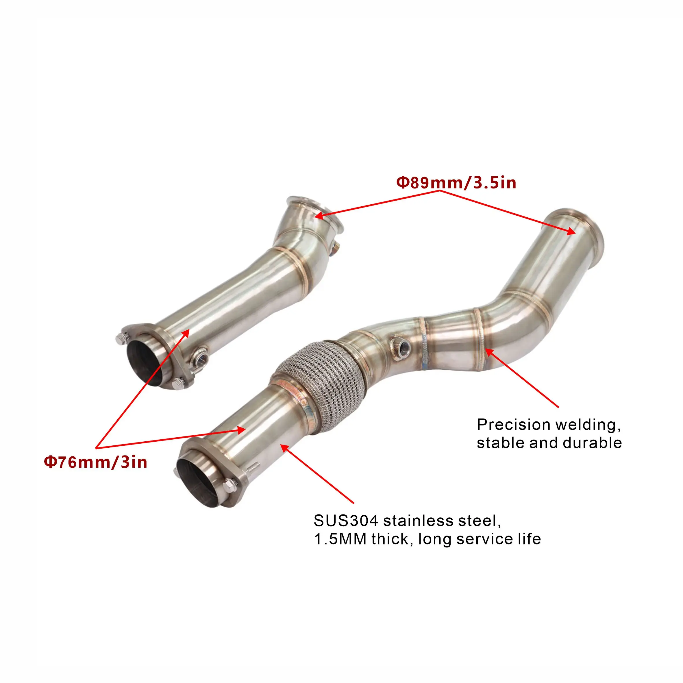 Para G80 M3 tubo de bajada tubo recto Turbo sistema de escape trasero actualización no resistido sin envoltura de calor - imagen 2