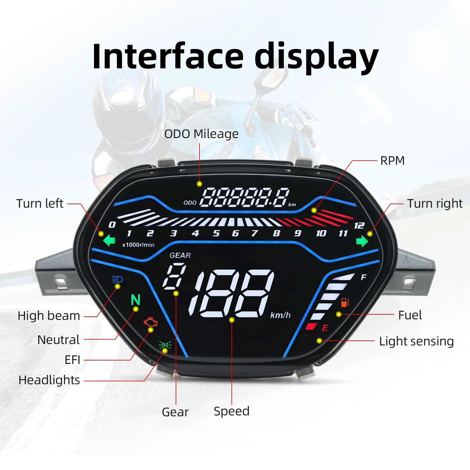 Velocímetro LED digital universal para motocicleta con odómetro - imagen 4