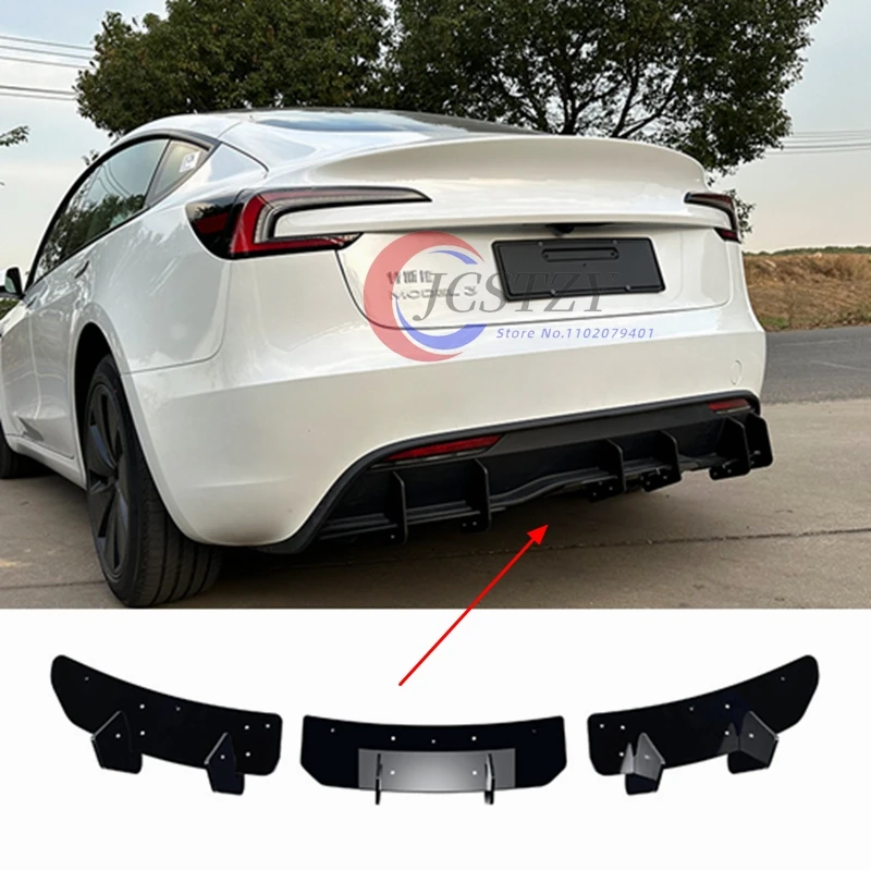 Difusor de labio de parachoques trasero de coche, cubierta de esquina lateral, placa protectora divisora para Tesla Model 3 2024 2025 - imagen 2
