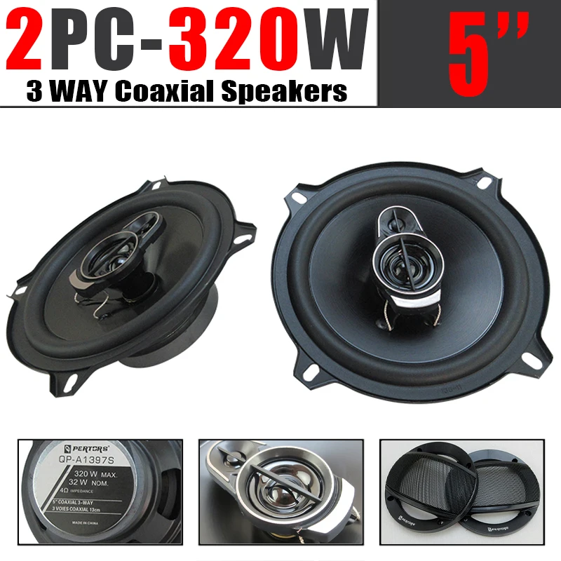 Altavoces coaxiales 5 pulgadas 3 vías 320W para coche potentes