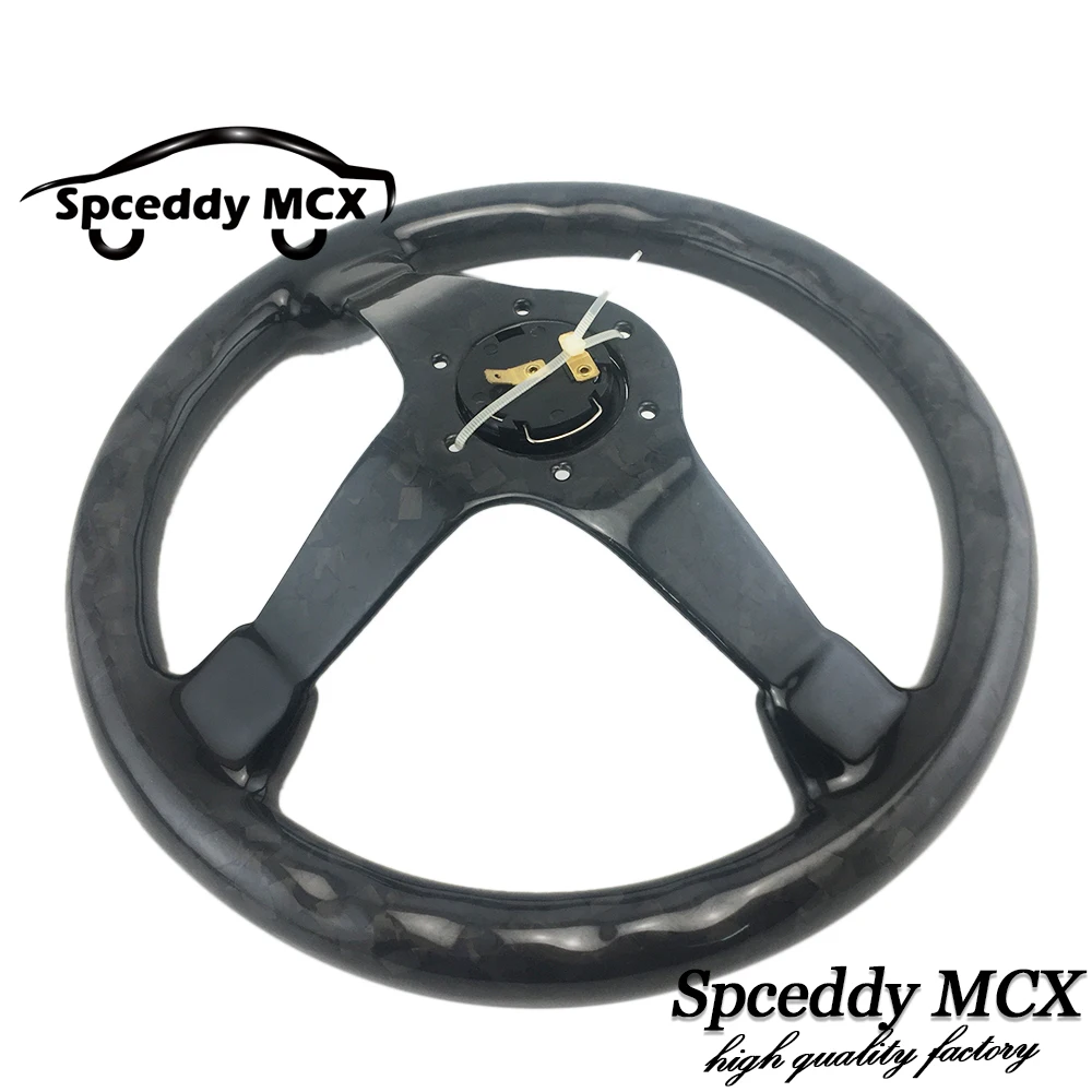 Volante Fibra Carbono 350mm Fondo Plano Deportivo – Negro Brillo - imagen 5