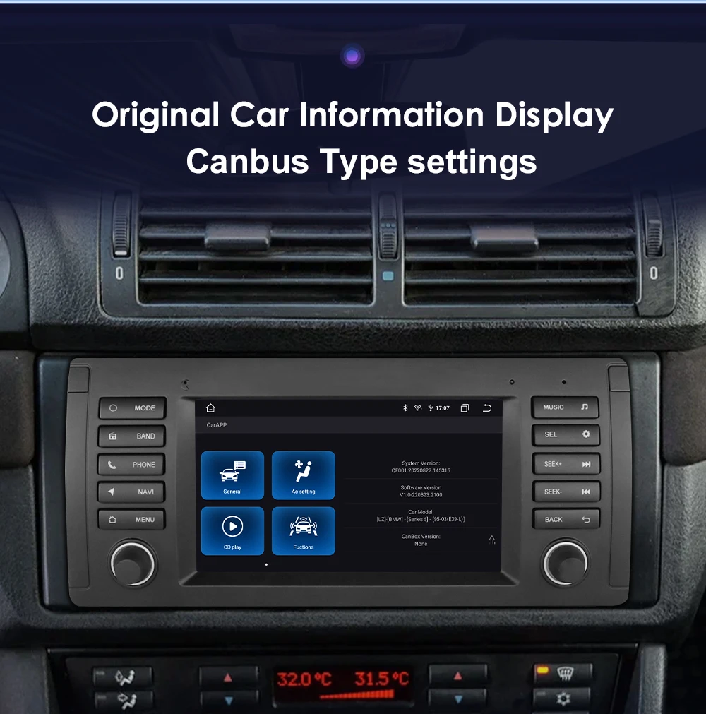 Reproductor multimedia Android 12 2Din GPS Carplay para BMW E39/E53 M5 - imagen 4