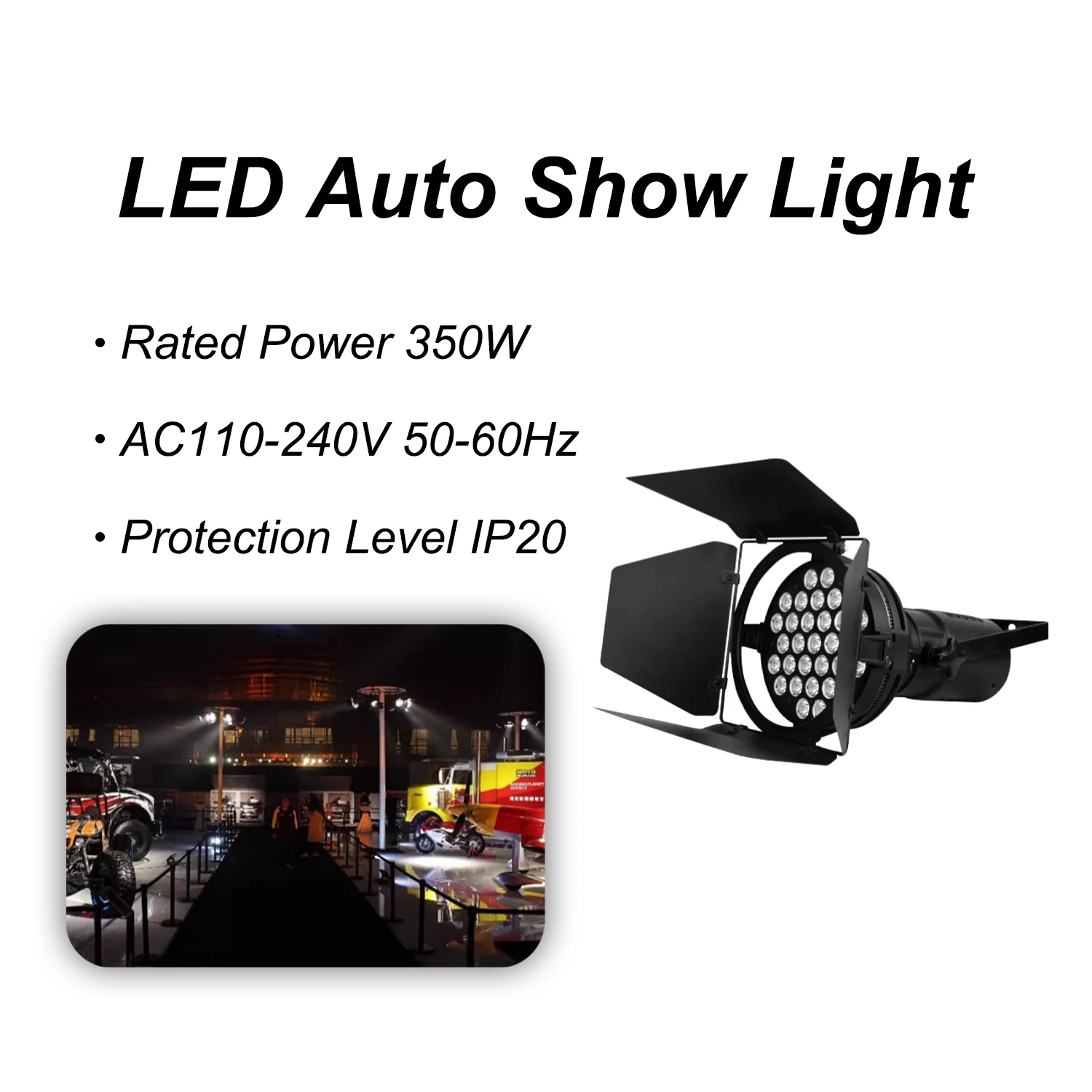 Foco LED 350W cuatro hojas para exposición de coches y tuning - imagen 4