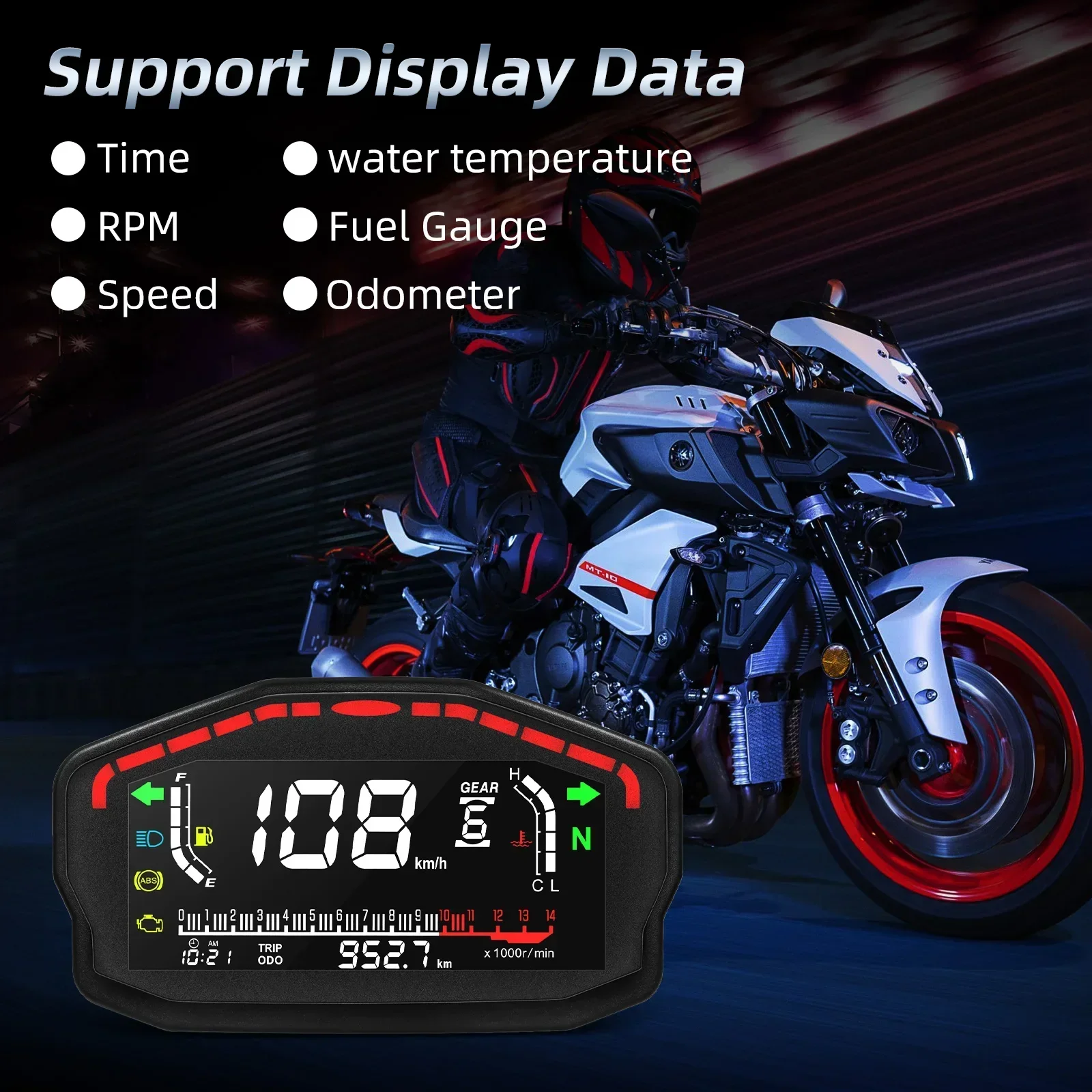 Universal Motorcycle Speedometer Digital Odometer Backlight Moto Dashboard for BMW Honda Ducati Kawasaki Yamaha 2,4 Cylinders - imagen 3