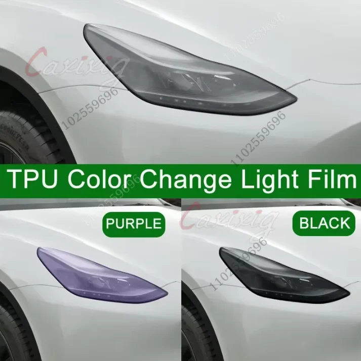 Película fotocromática TPU faros PPF cambio color negro morado