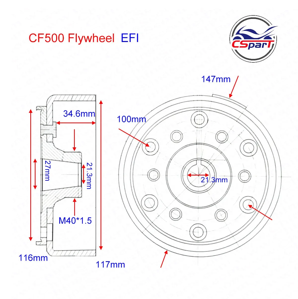 Rotor alternador CFmoto CF500-600 para UTV ATV SSV - imagen 5