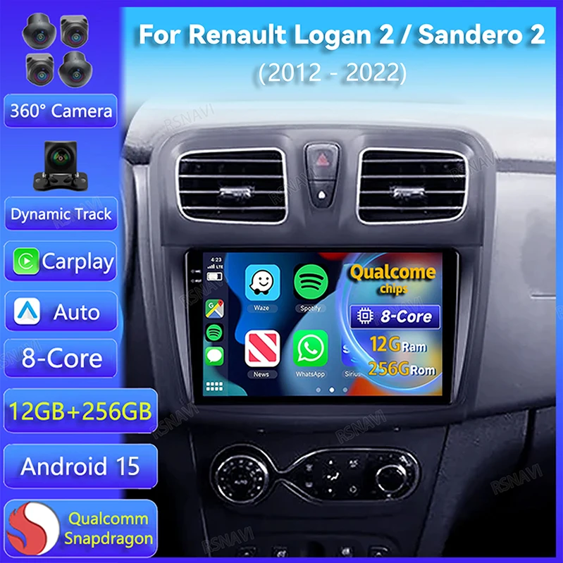 Radio 2DIN Android con CarPlay para Renault Logan II y Sandero II