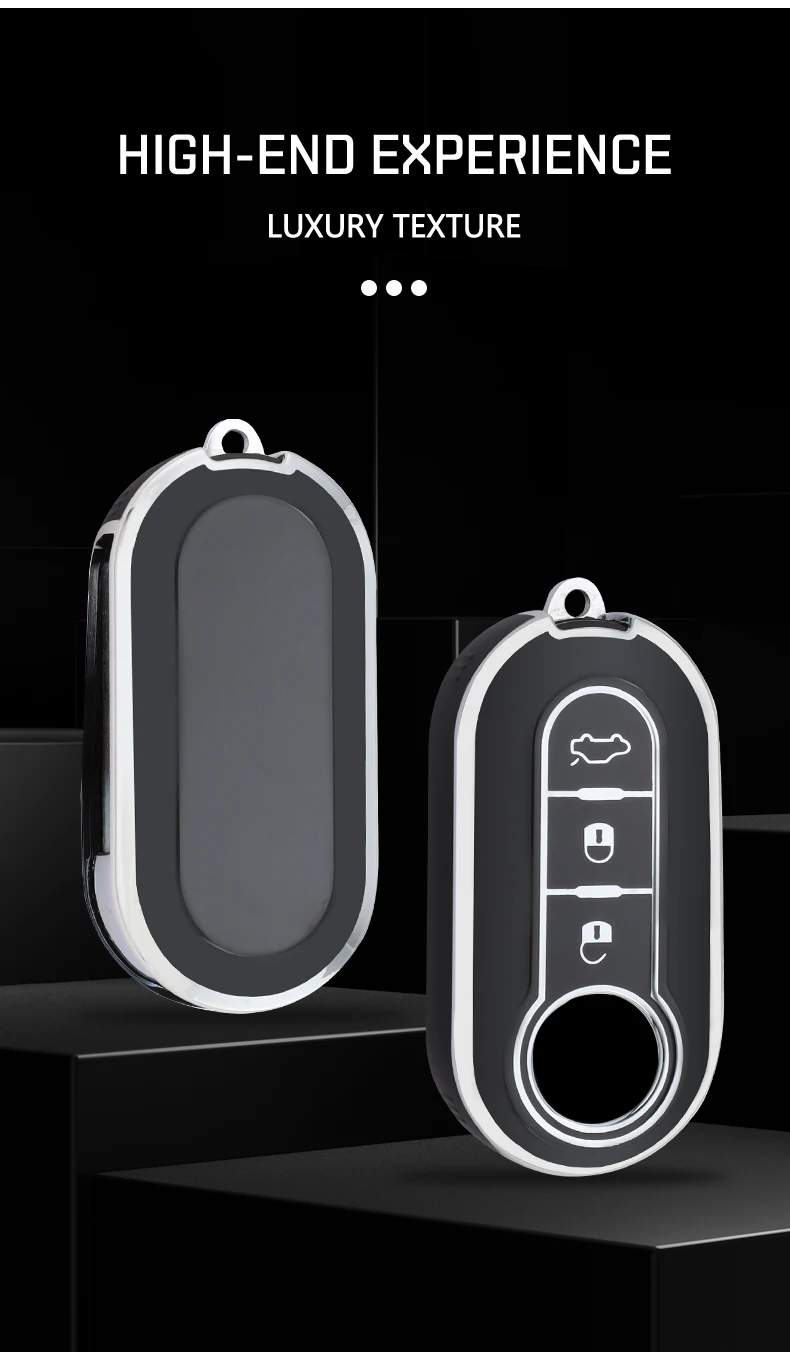 Detalle del ajuste de la funda TPU para llavero Fiat