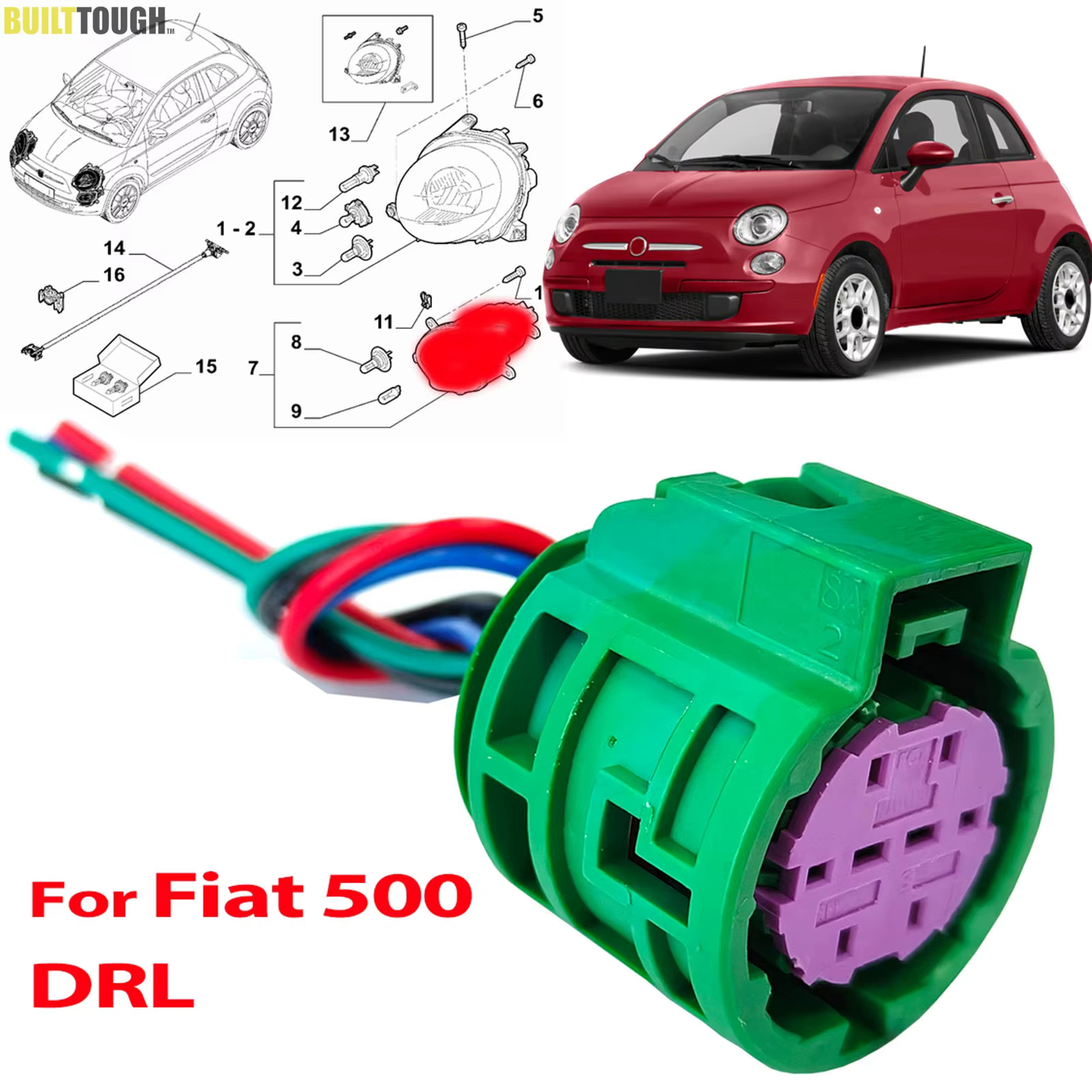 Arnés conector luces diurnas DRL – Fiat 500 Abarth 595