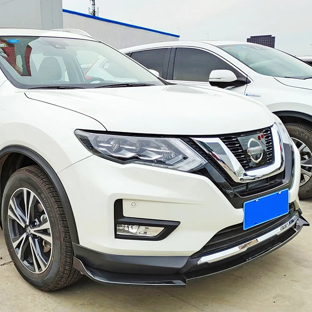 Para Nissan x-trail 2017-2021 parachoques delantero labio Deflector de barbilla proteger decoración modificada coche negro accesorios de carbono parte - imagen 2