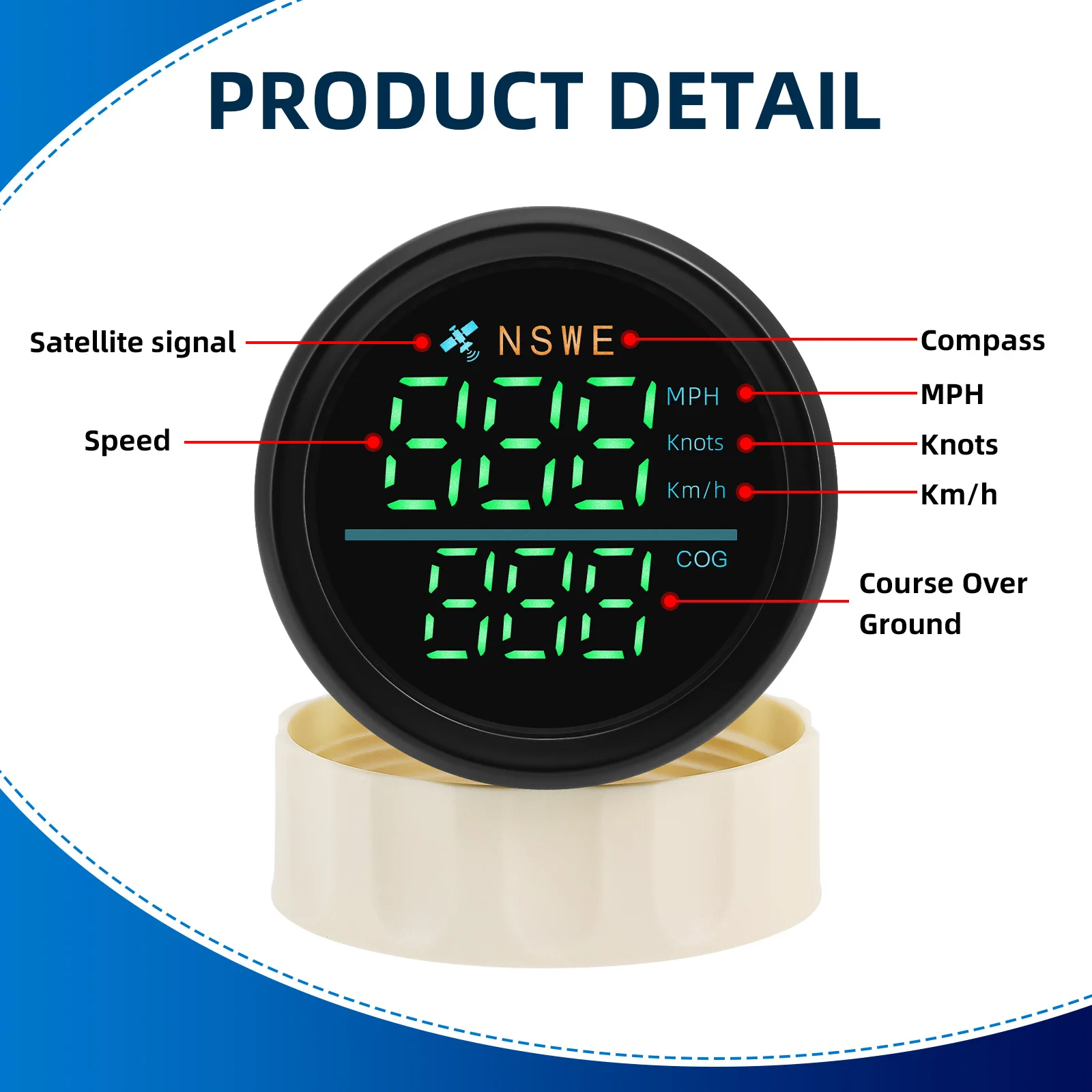 Velocímetro GPS digital 52 mm impermeable con antena para coche - imagen 2
