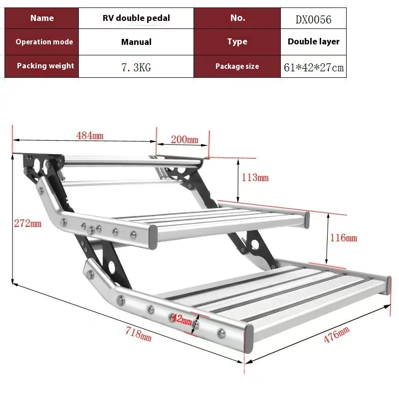 Escalón plegable caravana aluminio doble capa – accesorio para RV y Camper - imagen 5