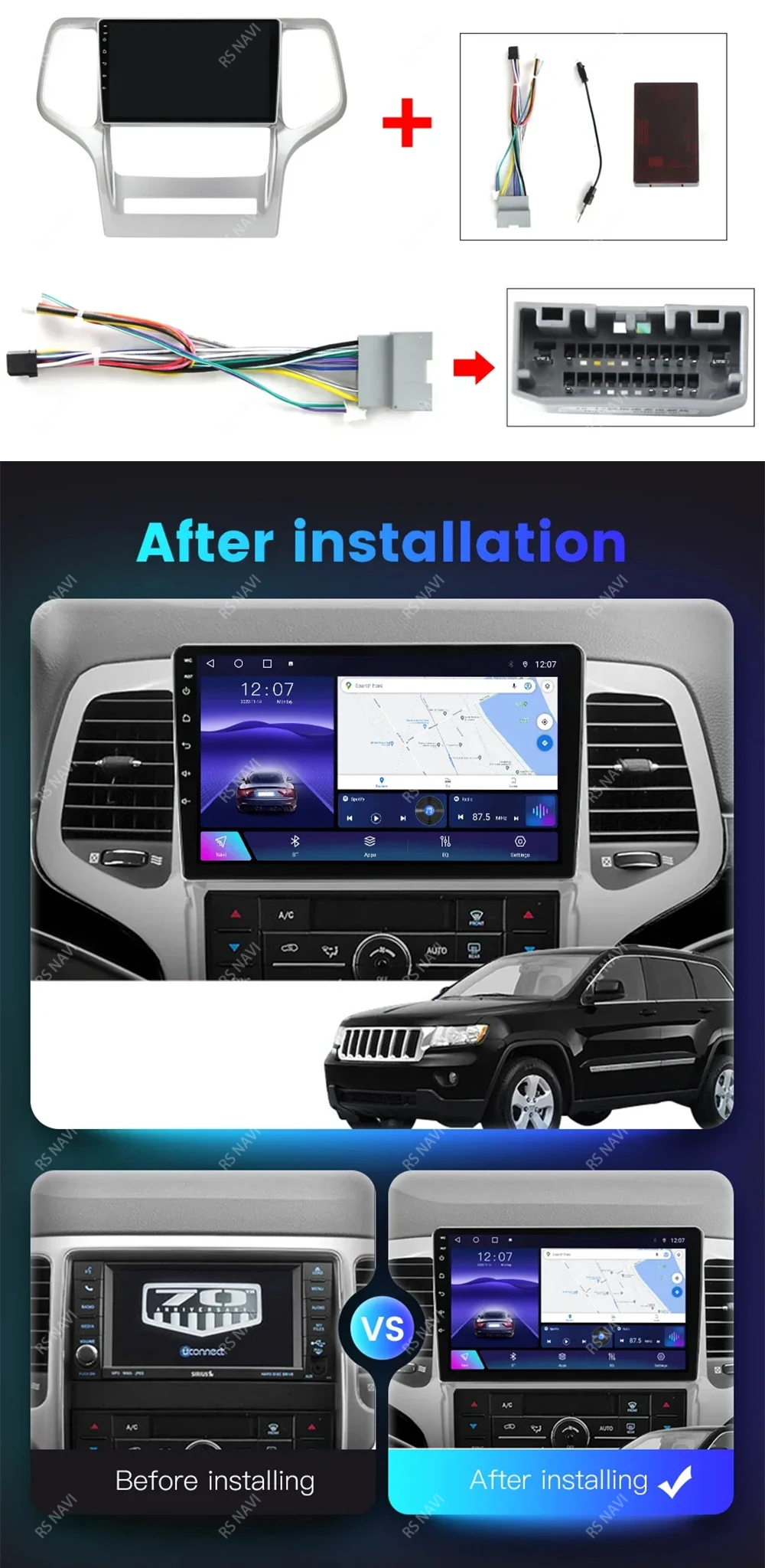Radio multimedia RSNAVI para Jeep Grand Cherokee WK2