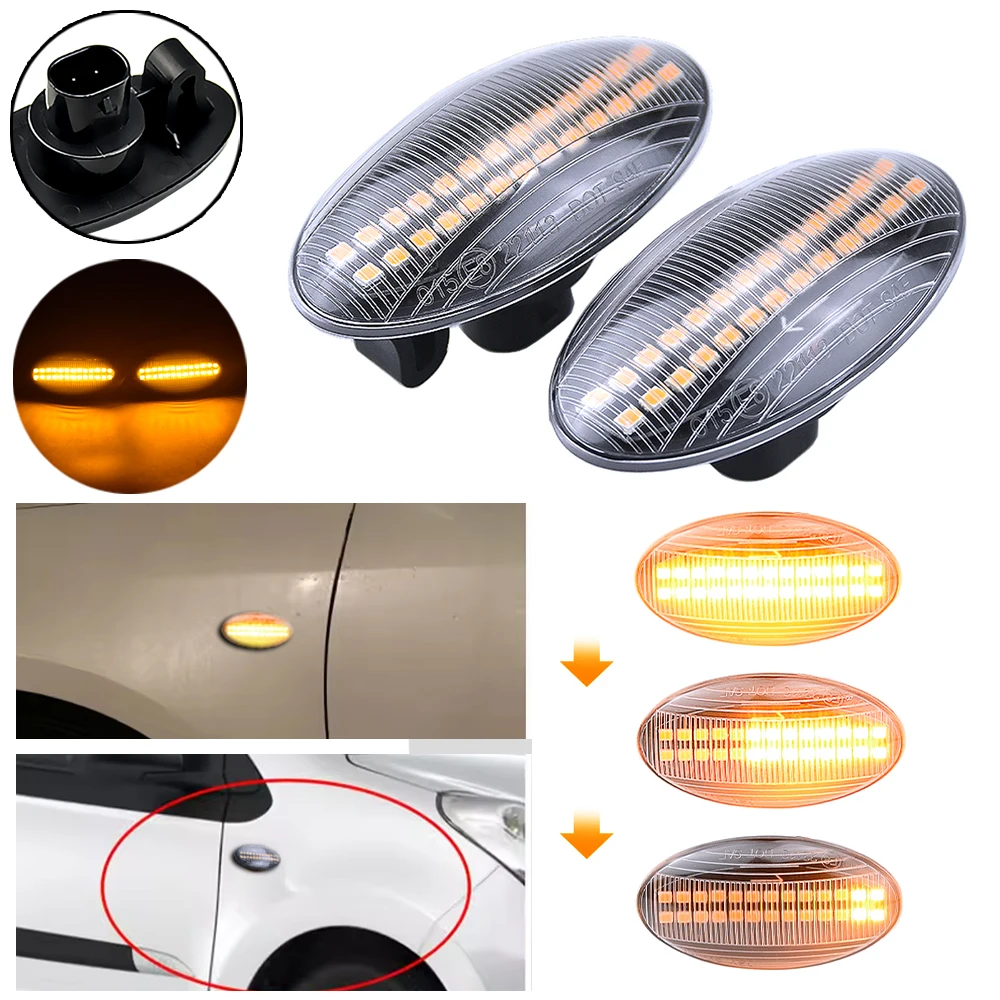 2 uds marcador lateral LED dinámico luces de señal de giro indicadorámbar repetidor luces de coche para Suzuki Swift Jimmy Vitara SX4 - imagen 5