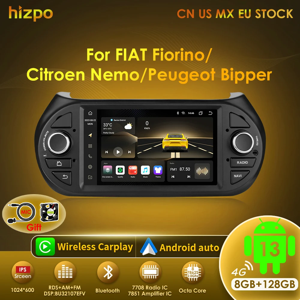 Hizpo Radio Android para Fiat Fiorino, Citroën Nemo y Peugeot Bipper