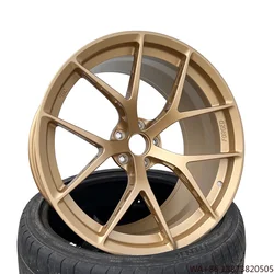 Llantas doradas personalizadas de 17 18 19 y 20 pulgadas, ruedas de aleación de aluminio forjadas con diseño de radios de platillo profundo ligero de resaca